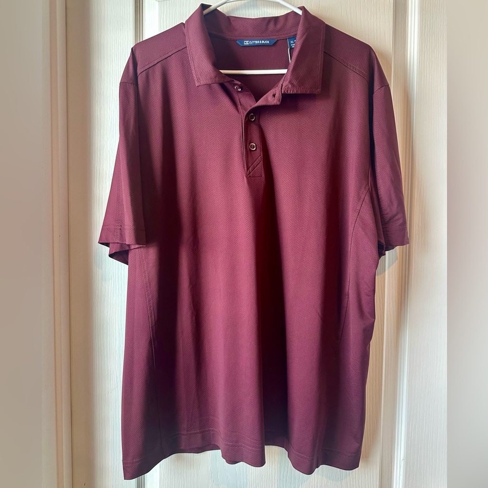 Cutter & Buck DryTec 50+ Performance Polo Burgundy XL NWT